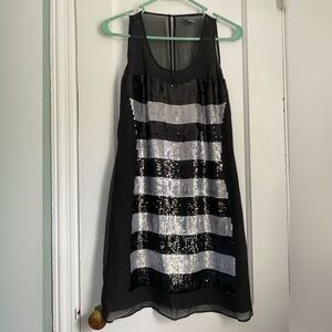 A/E Armani Exchange Silk Mini Black Dress with Sequins in front Size 6